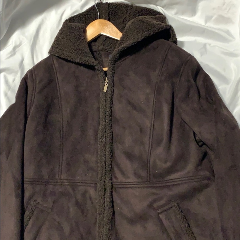 Ladies soft brown dress up winter coat Sz XL 16-18